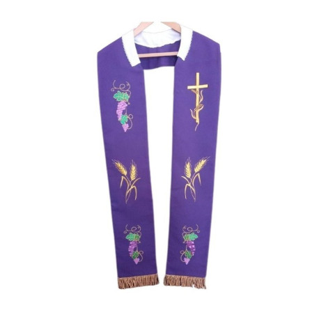 Étole de concélébration brodée en violet (1)