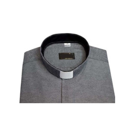 Chemise d'ecclésiastique - grise, empiècement noir