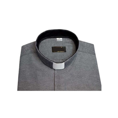 Chemise d'ecclésiastique - grise, empiècement noir