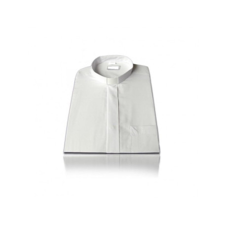 Chemise d'ecclésiastique, unie, à manches longues 100% coton
