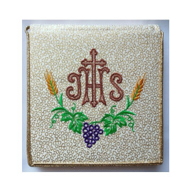 Broderie bourse de malade, écru IHS