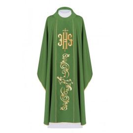 Chasuble brodée avec le symbole IHS - vert (H10)