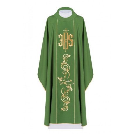 Chasuble brodée avec le symbole IHS - vert (H10)