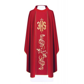 Chasuble brodée avec le symbole IHS - rouge (H10)