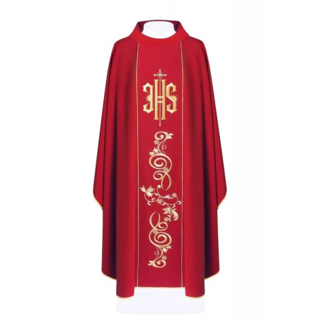 Chasuble brodée avec le symbole IHS - rouge (H10)