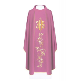 Chasuble brodée avec le symbole IHS - rose (H10)