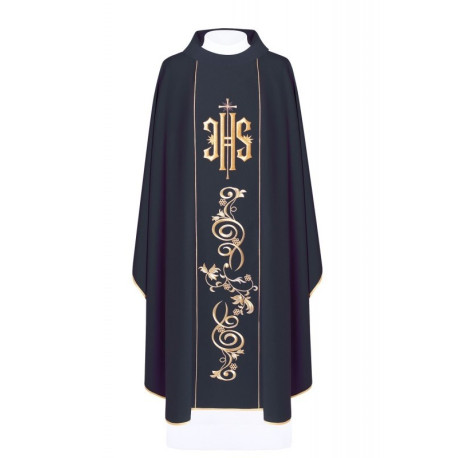 Chasuble brodée avec le symbole IHS - noir (H10)