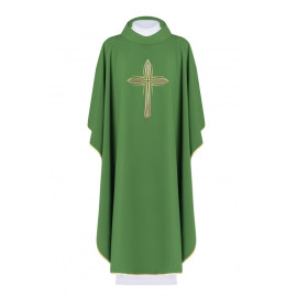 Chasuble brodée avec le symbole de la Croix - vert (H11)