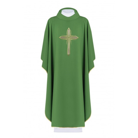 Chasuble brodée avec le symbole de la Croix - vert (H11)