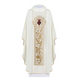 Chasuble brodée Cœur de Jésus - écru (H16)