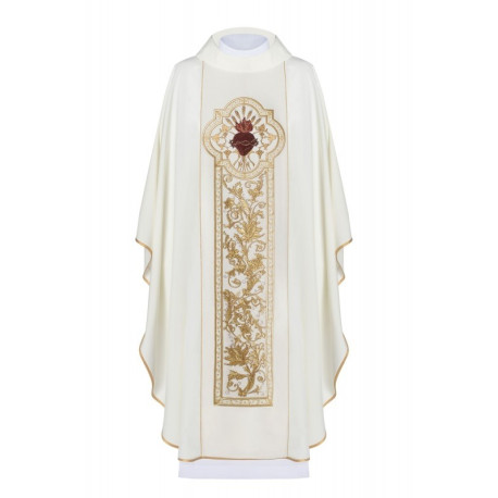 Chasuble brodée Cœur de Jésus - écru (H16)