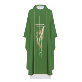 Chasuble brodée d'une croix et d'oreilles - vert (H19)