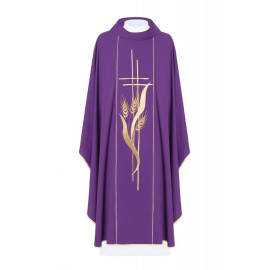 Chasuble brodée d'une croix et d'oreilles - violet (H20)