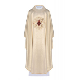 Chasuble brodée Cœur de Jésus et calice - or (H27)