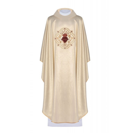 Chasuble brodée Cœur de Jésus et calice - or (H27)
