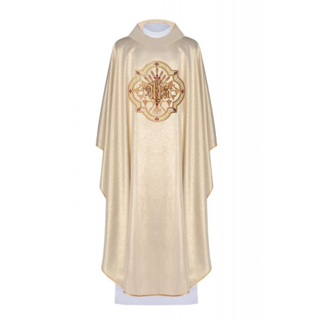 Chasuble brodée avec IHS et PAX - or (H28)
