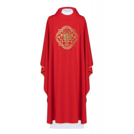 Chasuble brodée avec IHS et PAX - rouge (H31)