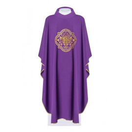 Chasuble brodée avec IHS et PAX - violet (H32)