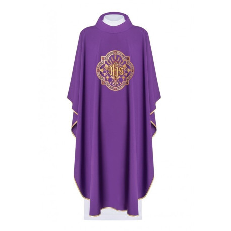 Chasuble brodée avec IHS et PAX - violet (H32)