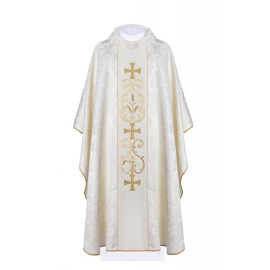 Chasuble brodée avec IHS et PAX - écru (H33)