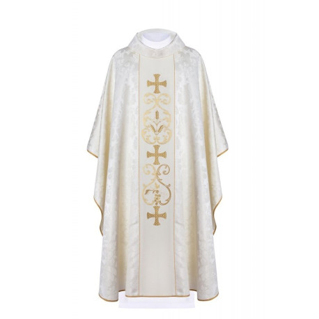 Chasuble brodée avec IHS et PAX - écru (H33)