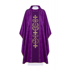 Chasuble brodée avec IHS et PAX - violet (H36)