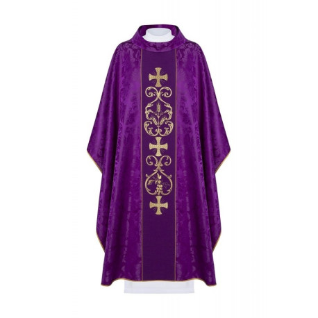 Chasuble brodée avec IHS et PAX - violet (H36)