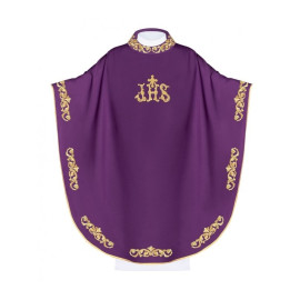 Chasuble brodée IHS - violet (H37)
