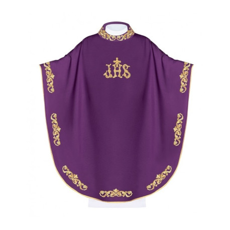 Chasuble brodée IHS - violet (H37)