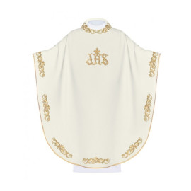 Chasuble brodée IHS - écru (H38)