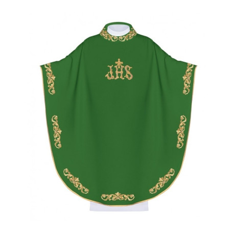 Chasuble brodée IHS - verte (H39)