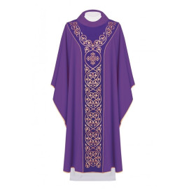 Chasuble décorée de broderies sur velours - violet (H44).