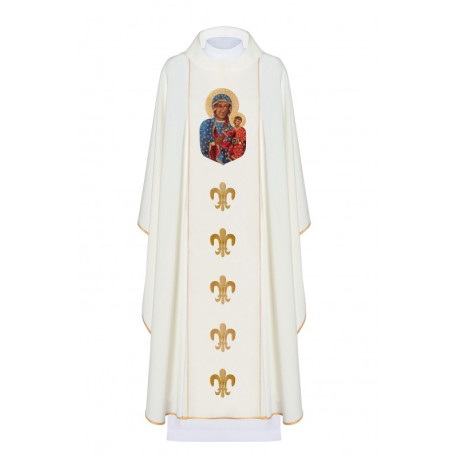 Chasuble à l'effigie de Notre-Dame de Czestochowa - écru (H45)