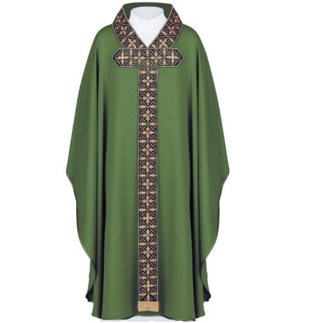 Chasuble brodée avec pierres décoratives - vert (H51)