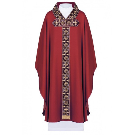 Chasuble brodée avec pierres décoratives - rouge (H52)