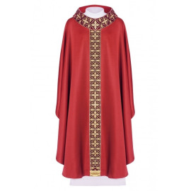 Chasuble brodée avec ceinture étroite, pierres décoratives - rouge (H56)