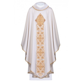 Chasuble richement brodée, pierres décoratives - or (H58)