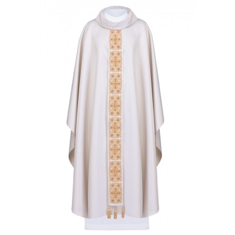 Chasuble brodée, pierres décoratives - or (H59)