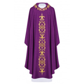 Chasuble richement brodée, pierres décoratives - violet (H64)