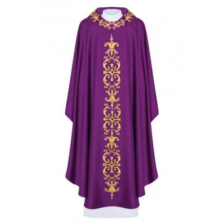 Chasuble richement brodée, pierres décoratives - violet (H64)
