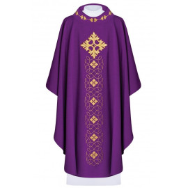 Chasuble richement brodée, pierres décoratives - violet (H67)