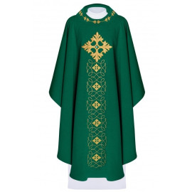 Chasuble richement brodée, pierres décoratives - vert (H69)