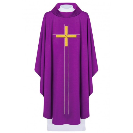 Chasuble brodée avec croix - violet (H72)