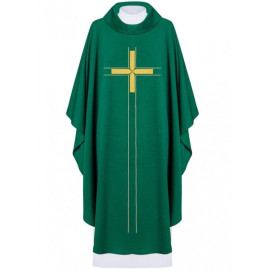 Chasuble brodée avec croix - vert (H73)