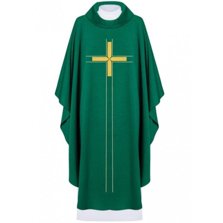 Chasuble brodée avec croix - vert (H73)