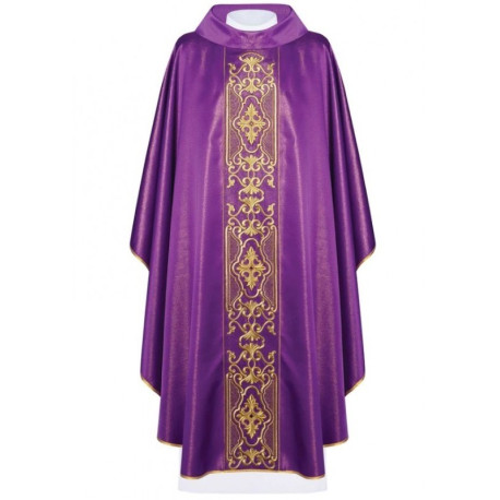 Chasuble richement brodée, tissu brillant - violet (H77)