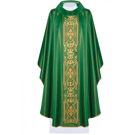 Chasuble richement brodée, tissu brillant - vert (H78)