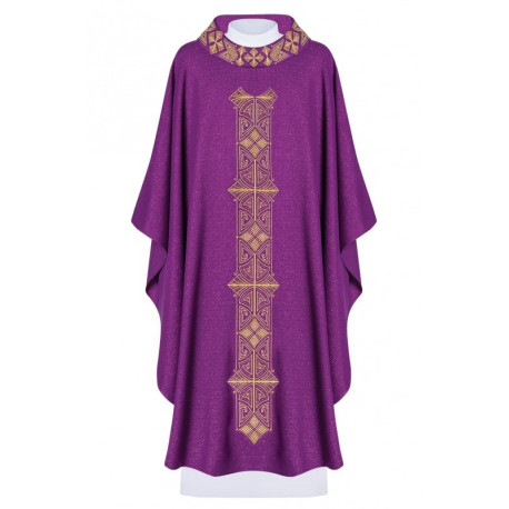 Chasuble richement brodée, tissu brillant - violet (H81)