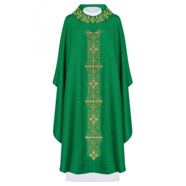 Chasuble richement brodée, tissu brillant - vert (H82)