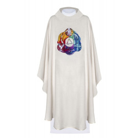 Chasuble brodée Holy Trinity - écru (H89)